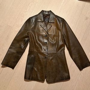 Vintage Vera Pelle Leather Fitted Blazer Jacket S… - image 1